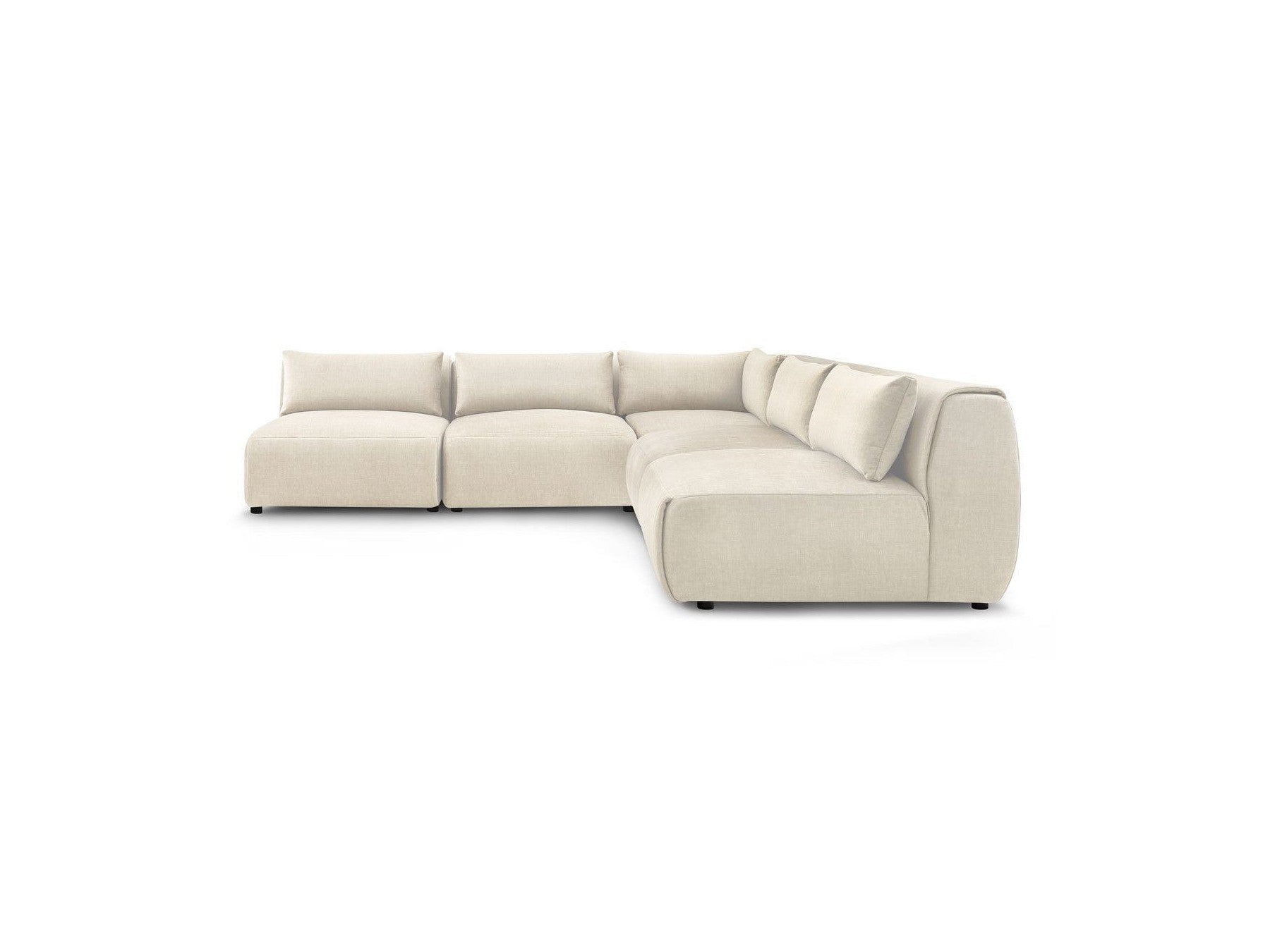 Jeanne - Canapé D'Angle Fixe Modulable - Tissu Velours Avec 4 Chauffeuses Et 1 Angle