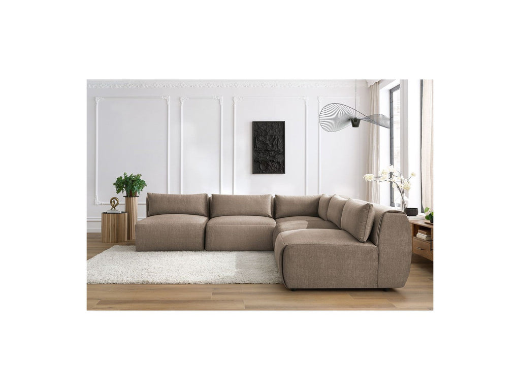 Jeanne - Canapé D'Angle Fixe Modulable - Tissu Velours Avec 4 Chauffeuses Et 1 Angle