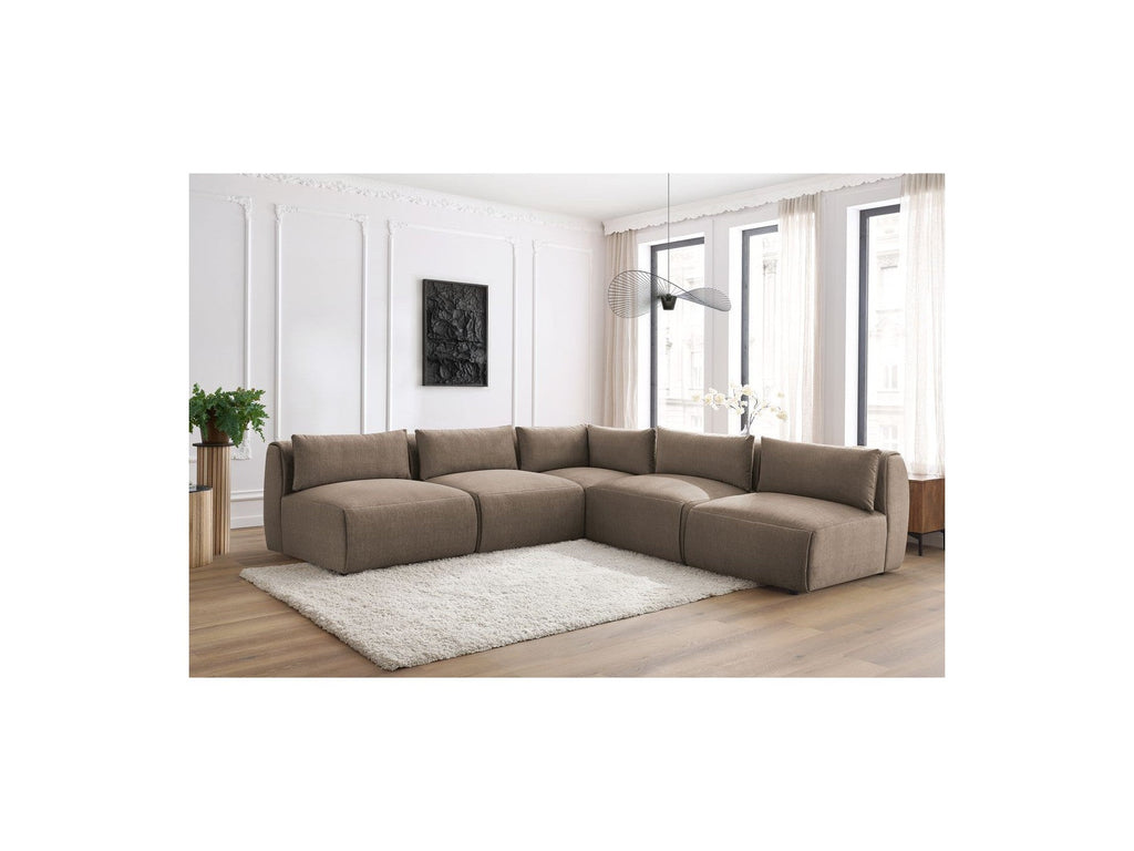 Jeanne - Canapé D'Angle Fixe Modulable - Tissu Velours Avec 4 Chauffeuses Et 1 Angle
