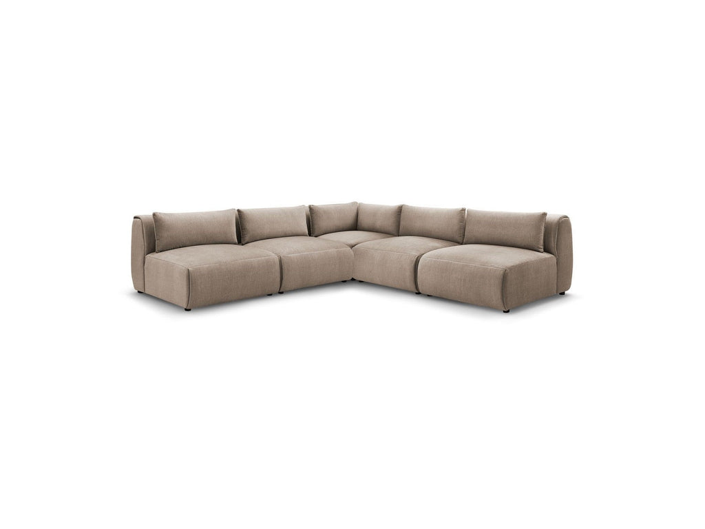 Jeanne - Canapé D'Angle Fixe Modulable - Tissu Velours Avec 4 Chauffeuses Et 1 Angle