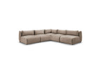 Jeanne - Canapé D'Angle Fixe Modulable - Tissu Velours Avec 4 Chauffeuses Et 1 Angle