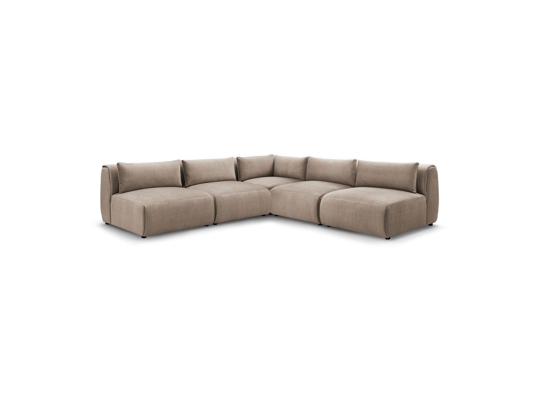 Jeanne - Canapé D'Angle Fixe Modulable - Tissu Velours Avec 4 Chauffeuses Et 1 Angle