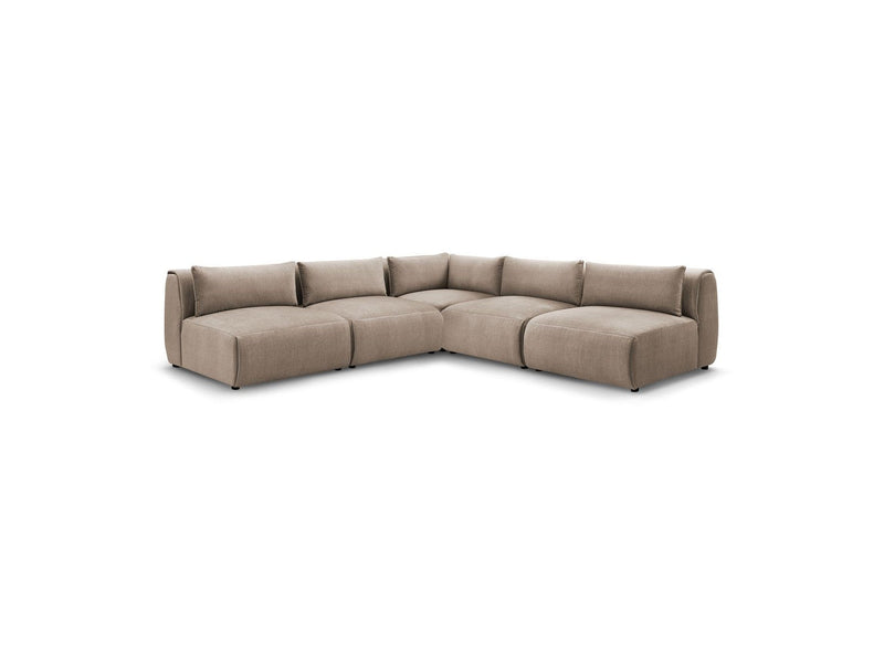Jeanne - Sofá esquinero modular fijo - Tela de terciopelo con 4 sillones y 1 esquinero