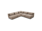 Jeanne - Canapé D'Angle Fixe Modulable - Tissu Velours Avec 4 Chauffeuses Et 1 Angle
