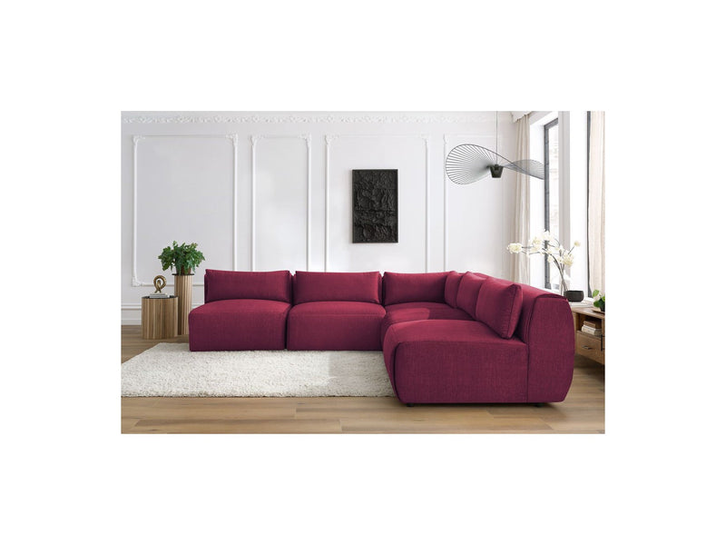 Jeanne - Sofá esquinero modular fijo - Tela de terciopelo con 4 sillones y 1 esquinero