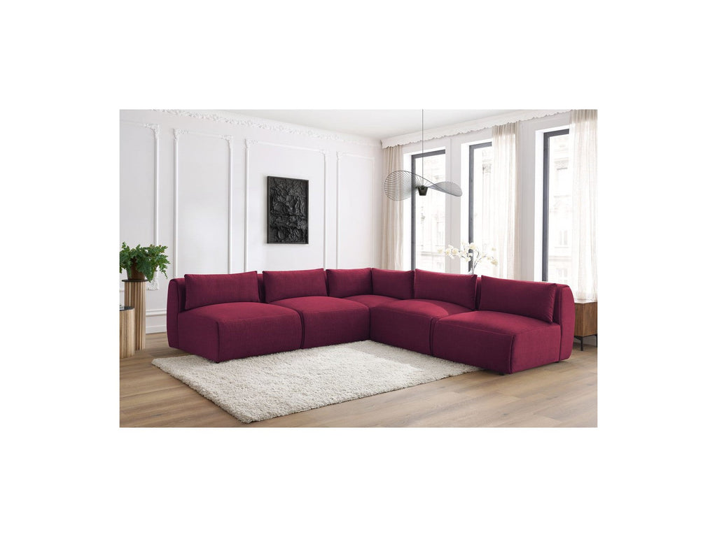 Jeanne - Canapé D'Angle Fixe Modulable - Tissu Velours Avec 4 Chauffeuses Et 1 Angle