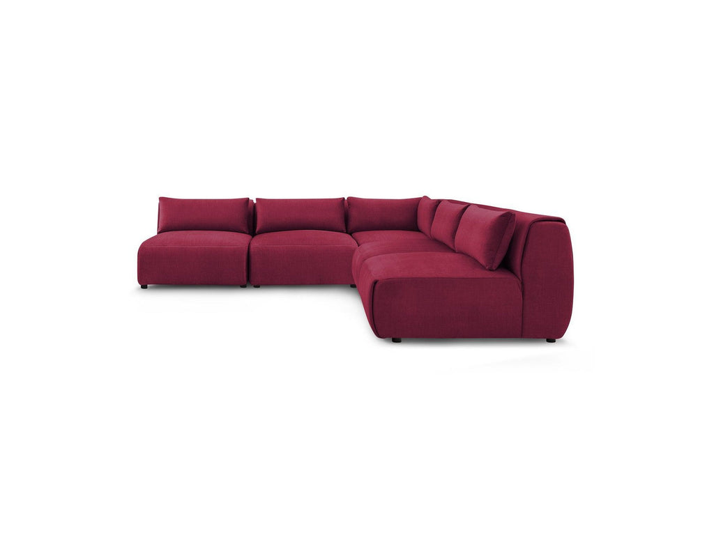 Jeanne - Canapé D'Angle Fixe Modulable - Tissu Velours Avec 4 Chauffeuses Et 1 Angle