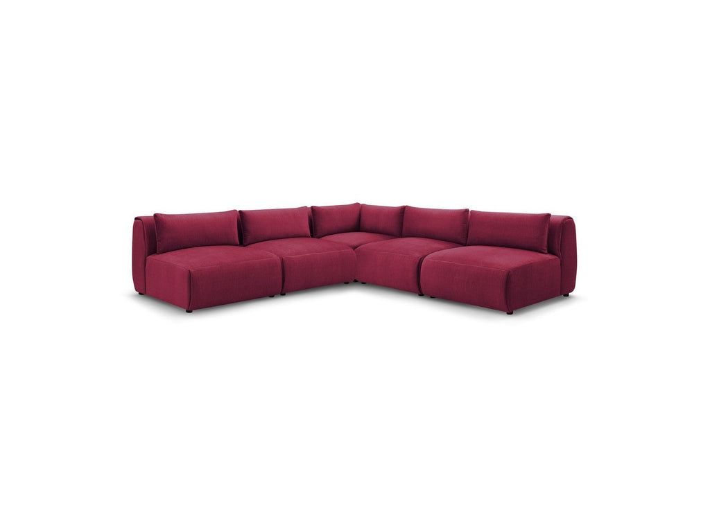 Jeanne - Canapé D'Angle Fixe Modulable - Tissu Velours Avec 4 Chauffeuses Et 1 Angle