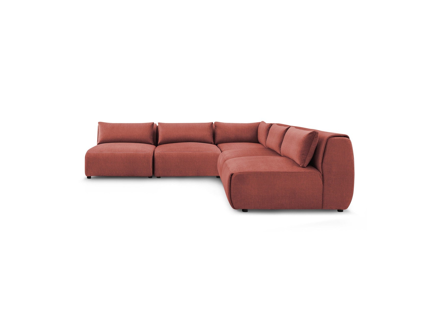 Jeanne - Canapé D'Angle Fixe Modulable - Tissu Velours Avec 4 Chauffeuses Et 1 Angle