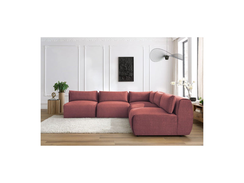 Jeanne - Sofá esquinero modular fijo - Tela de terciopelo con 4 sillones y 1 esquinero