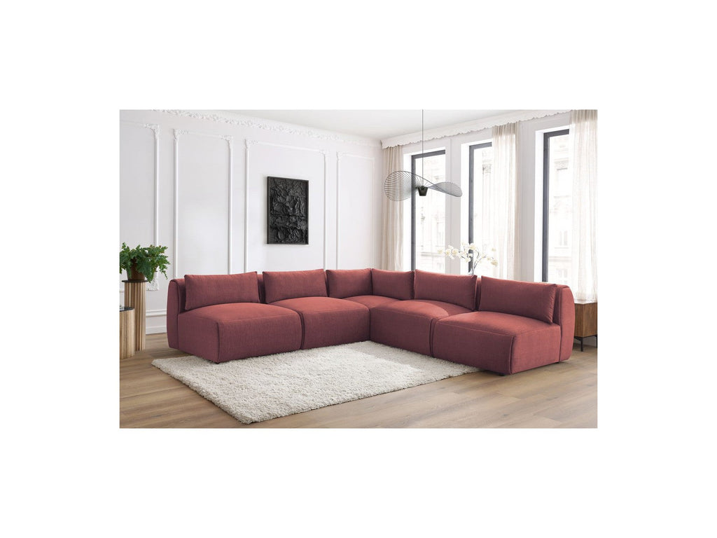 Jeanne - Canapé D'Angle Fixe Modulable - Tissu Velours Avec 4 Chauffeuses Et 1 Angle