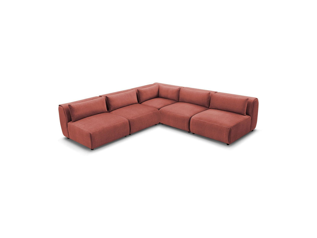 Jeanne - Canapé D'Angle Fixe Modulable - Tissu Velours Avec 4 Chauffeuses Et 1 Angle