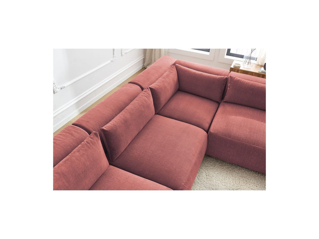 Jeanne - Canapé D'Angle Fixe Modulable - Tissu Velours Avec 4 Chauffeuses Et 1 Angle
