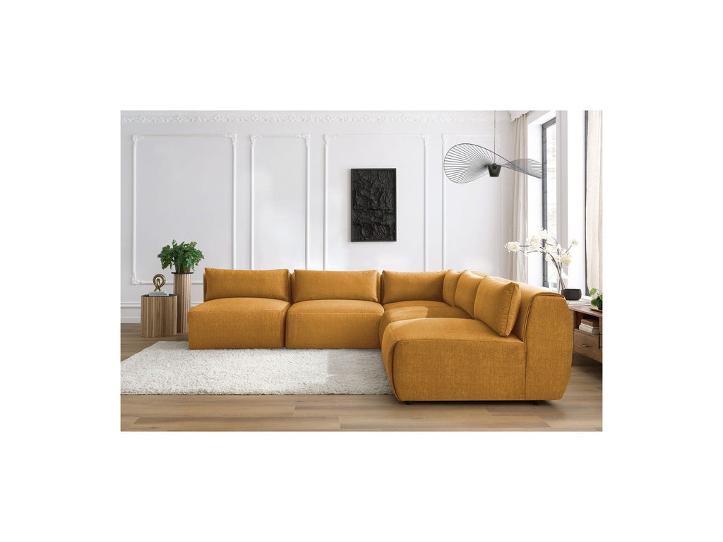 Jeanne - Canapé D'Angle Fixe Modulable - Tissu Velours Avec 4 Chauffeuses Et 1 Angle
