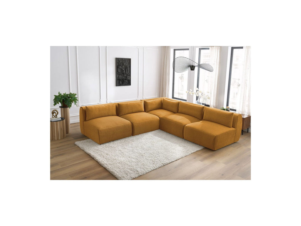 Jeanne - Canapé D'Angle Fixe Modulable - Tissu Velours Avec 4 Chauffeuses Et 1 Angle