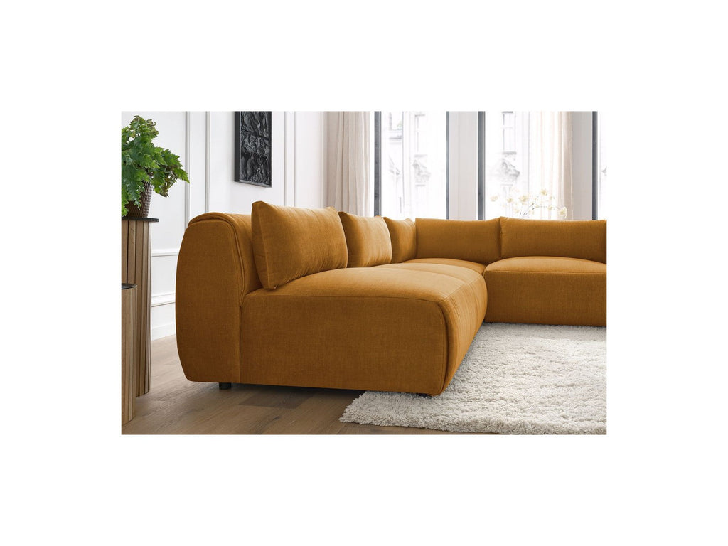 Jeanne - Canapé D'Angle Fixe Modulable - Tissu Velours Avec 4 Chauffeuses Et 1 Angle