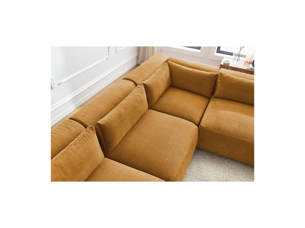 Jeanne - Canapé D'Angle Fixe Modulable - Tissu Velours Avec 4 Chauffeuses Et 1 Angle