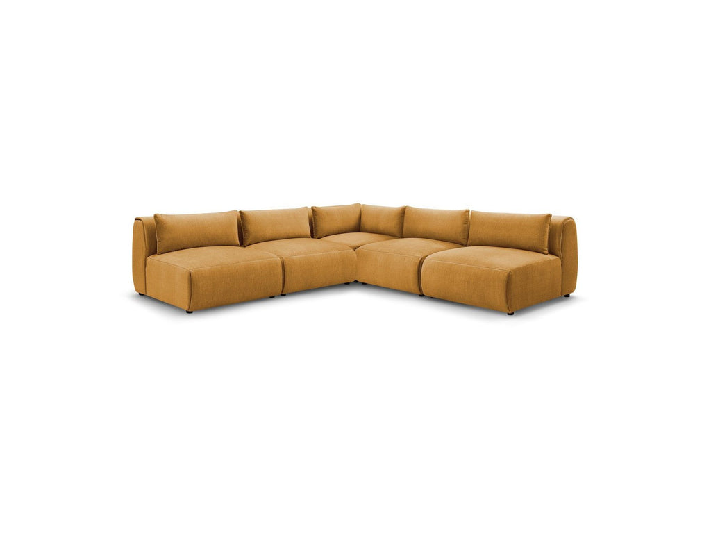 Jeanne - Canapé D'Angle Fixe Modulable - Tissu Velours Avec 4 Chauffeuses Et 1 Angle