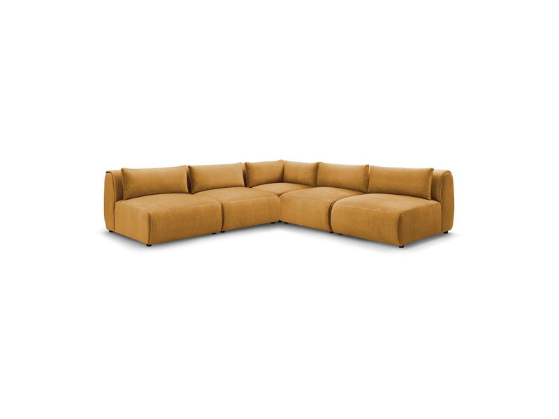 Jeanne - Sofá esquinero modular fijo - Tela de terciopelo con 4 sillones y 1 esquinero