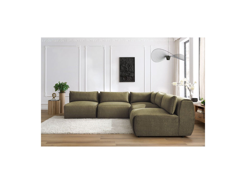 Jeanne - Canapé D'Angle Fixe Modulable - Tissu Velours Avec 4 Chauffeuses Et 1 Angle