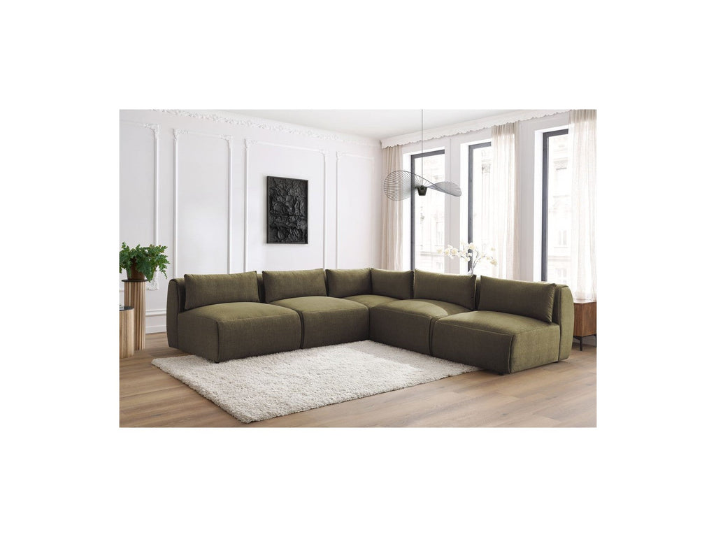 Jeanne - Canapé D'Angle Fixe Modulable - Tissu Velours Avec 4 Chauffeuses Et 1 Angle