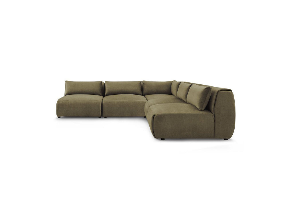 Jeanne - Canapé D'Angle Fixe Modulable - Tissu Velours Avec 4 Chauffeuses Et 1 Angle