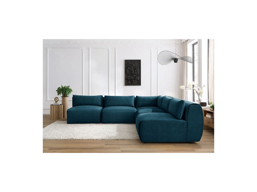 Jeanne - Canapé D'Angle Fixe Modulable - Tissu Velours Avec 4 Chauffeuses Et 1 Angle