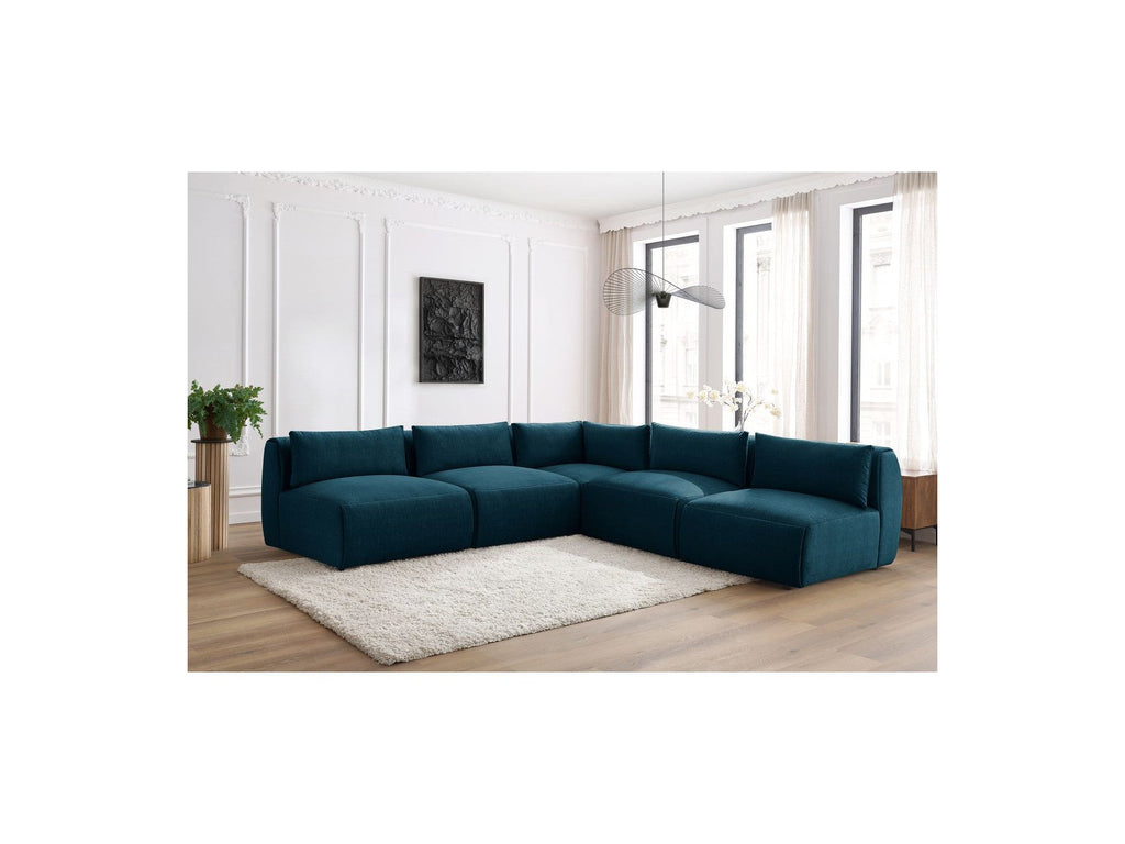 Jeanne - Canapé D'Angle Fixe Modulable - Tissu Velours Avec 4 Chauffeuses Et 1 Angle