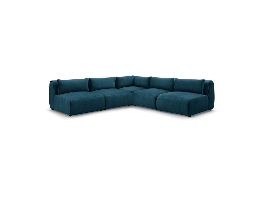 Jeanne - Canapé D'Angle Fixe Modulable - Tissu Velours Avec 4 Chauffeuses Et 1 Angle