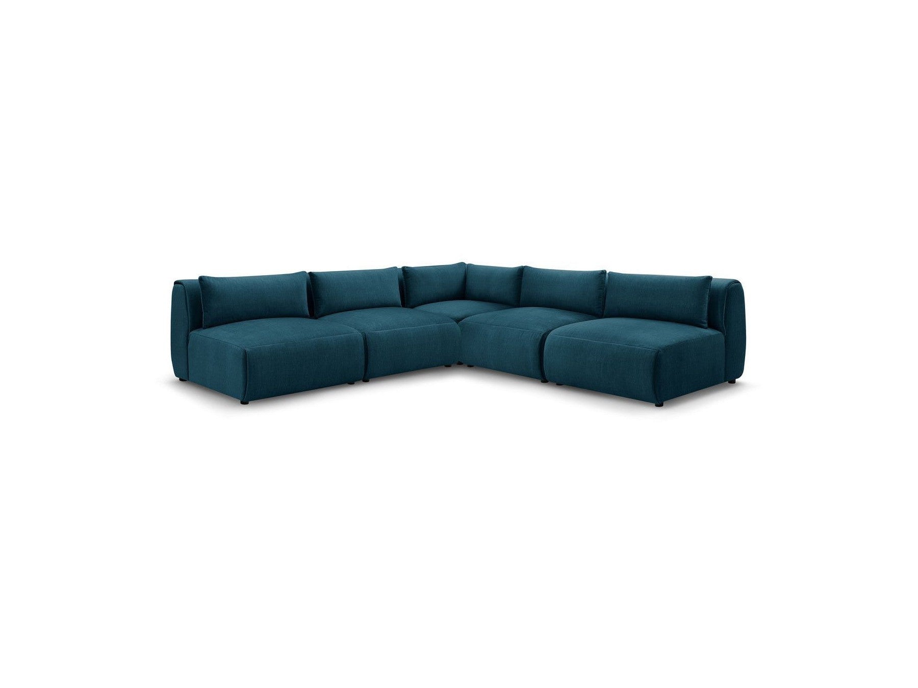 Jeanne - Canapé D'Angle Fixe Modulable - Tissu Velours Avec 4 Chauffeuses Et 1 Angle