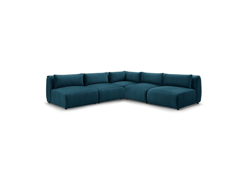 Jeanne - Sofá esquinero modular fijo - Tela de terciopelo con 4 sillones y 1 esquinero