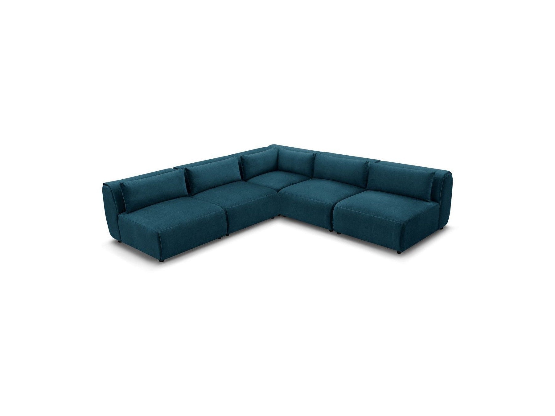 Jeanne - Canapé D'Angle Fixe Modulable - Tissu Velours Avec 4 Chauffeuses Et 1 Angle
