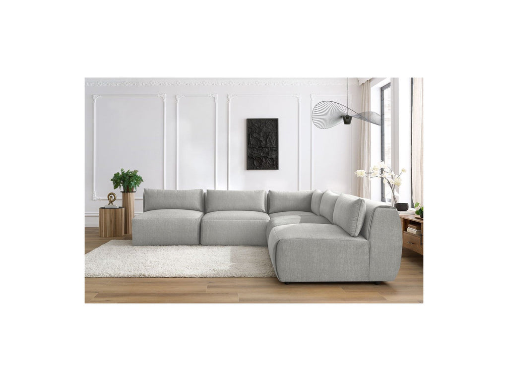 Jeanne - Canapé D'Angle Fixe Modulable - Tissu Velours Avec 4 Chauffeuses Et 1 Angle