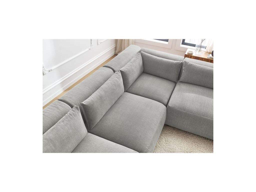 Jeanne - Canapé D'Angle Fixe Modulable - Tissu Velours Avec 4 Chauffeuses Et 1 Angle