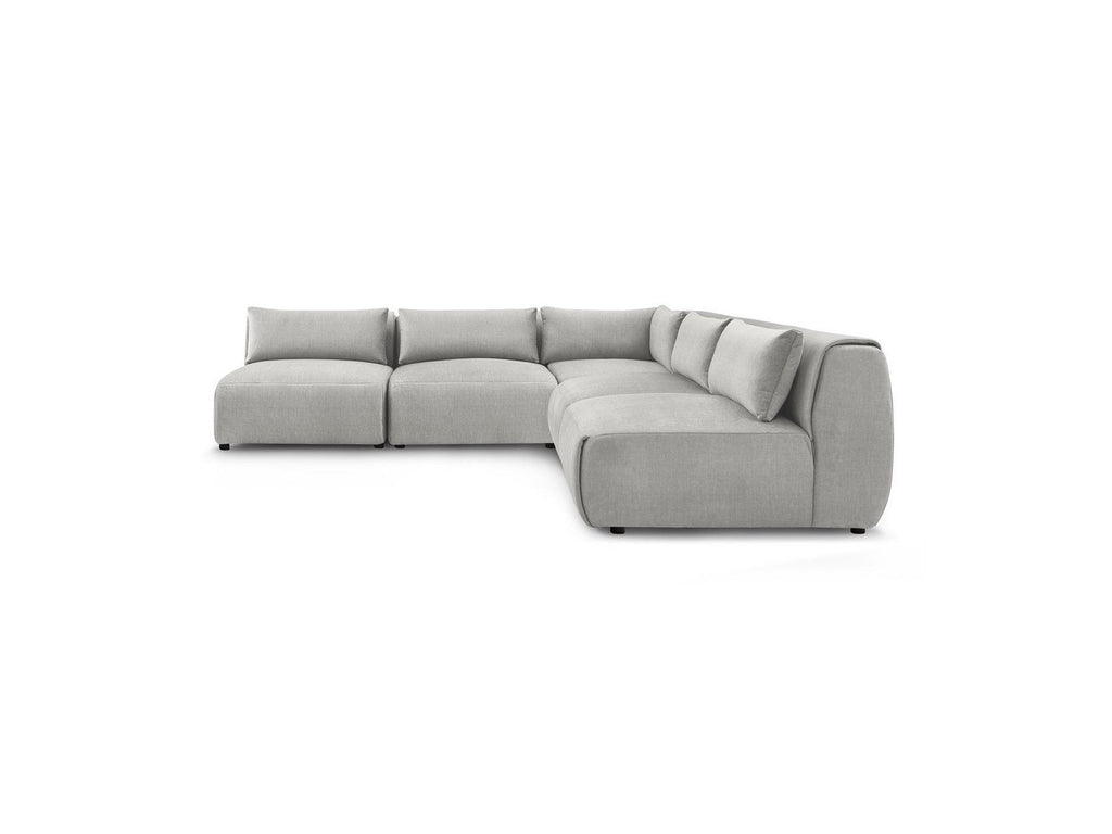 Jeanne - Canapé D'Angle Fixe Modulable - Tissu Velours Avec 4 Chauffeuses Et 1 Angle