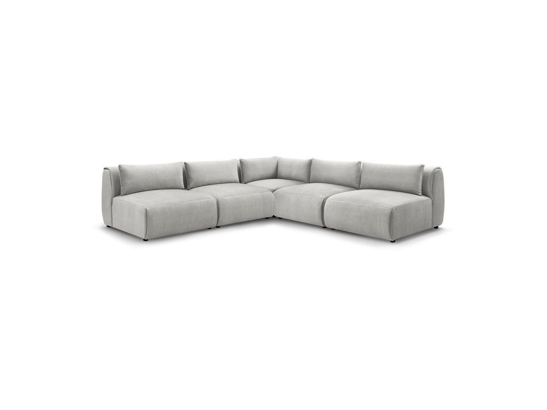 Jeanne - Canapé D'Angle Fixe Modulable - Tissu Velours Avec 4 Chauffeuses Et 1 Angle