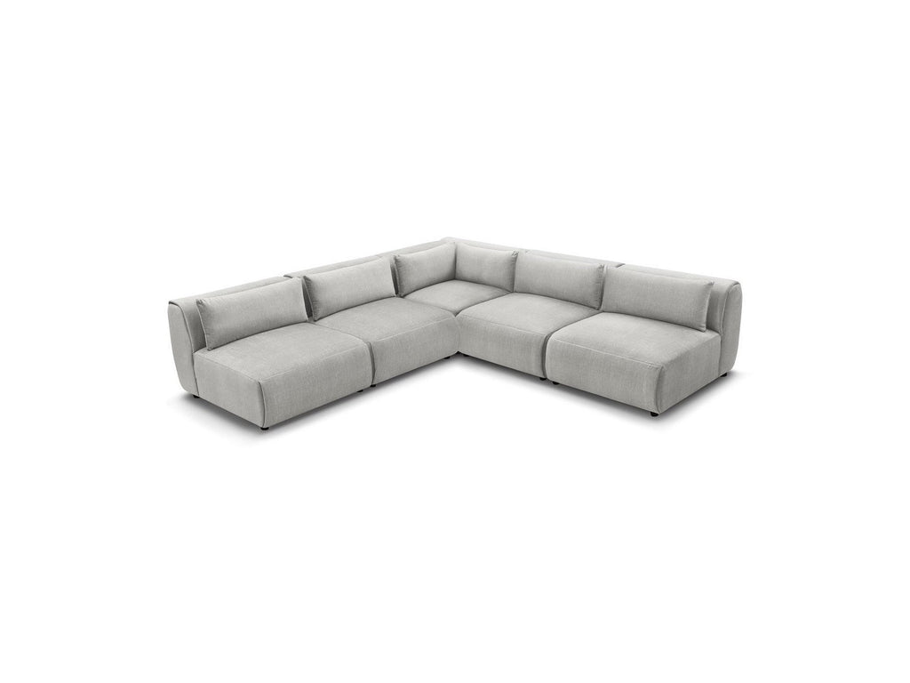Jeanne - Canapé D'Angle Fixe Modulable - Tissu Velours Avec 4 Chauffeuses Et 1 Angle