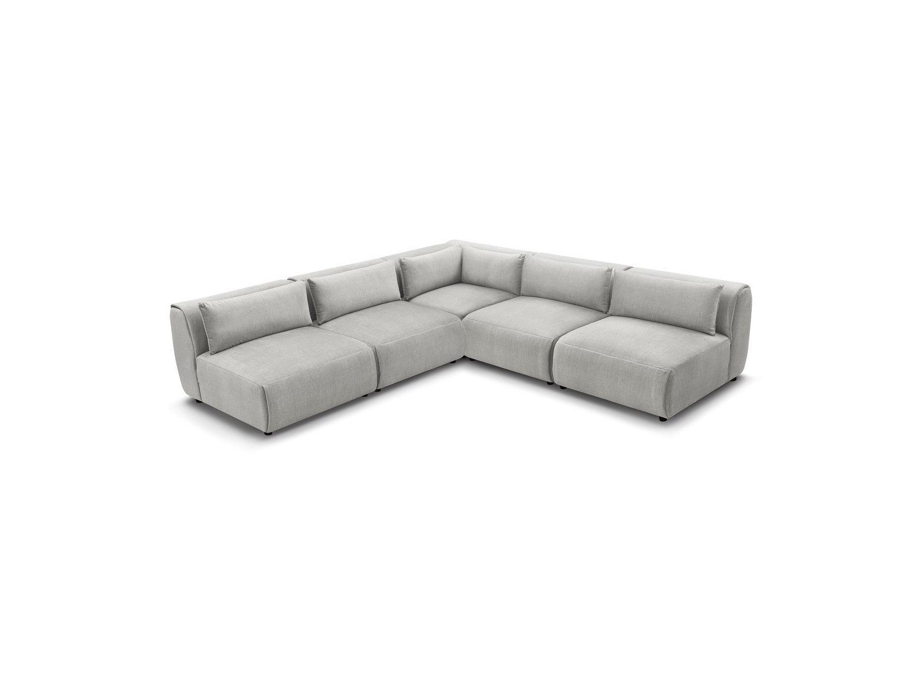 Jeanne - Canapé D'Angle Fixe Modulable - Tissu Velours Avec 4 Chauffeuses Et 1 Angle