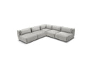 Jeanne - Sofá esquinero modular fijo - Tela de terciopelo con 4 sillones y 1 esquinero