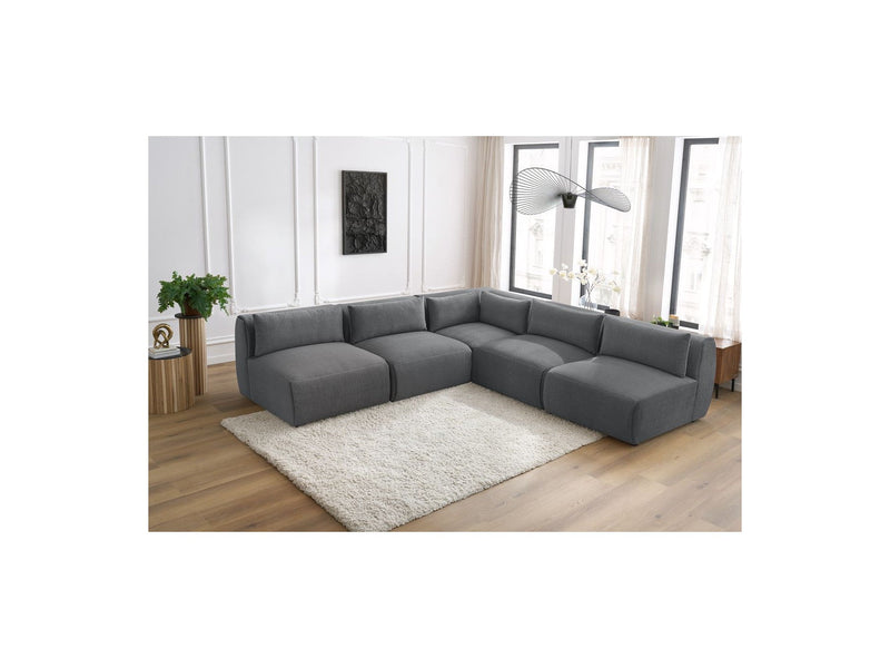 Jeanne - Sofá esquinero modular fijo - Tela de terciopelo con 4 sillones y 1 esquinero