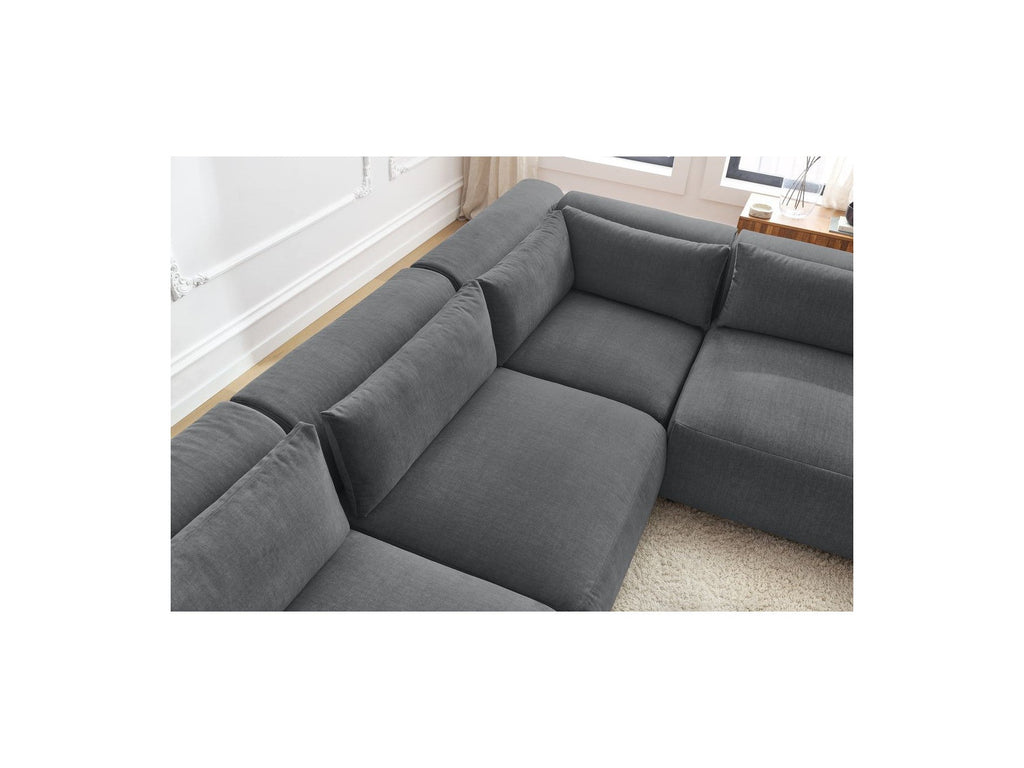 Jeanne - Canapé D'Angle Fixe Modulable - Tissu Velours Avec 4 Chauffeuses Et 1 Angle