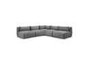 Jeanne - Sofá esquinero modular fijo - Tela de terciopelo con 4 sillones y 1 esquinero