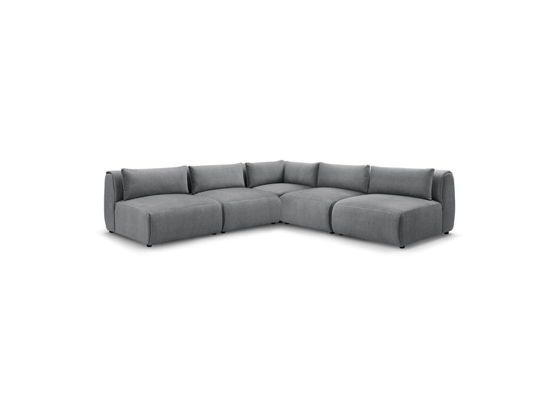 Jeanne - Sofá esquinero modular fijo - Tela de terciopelo con 4 sillones y 1 esquinero