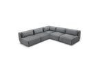Jeanne - Canapé D'Angle Fixe Modulable - Tissu Velours Avec 4 Chauffeuses Et 1 Angle