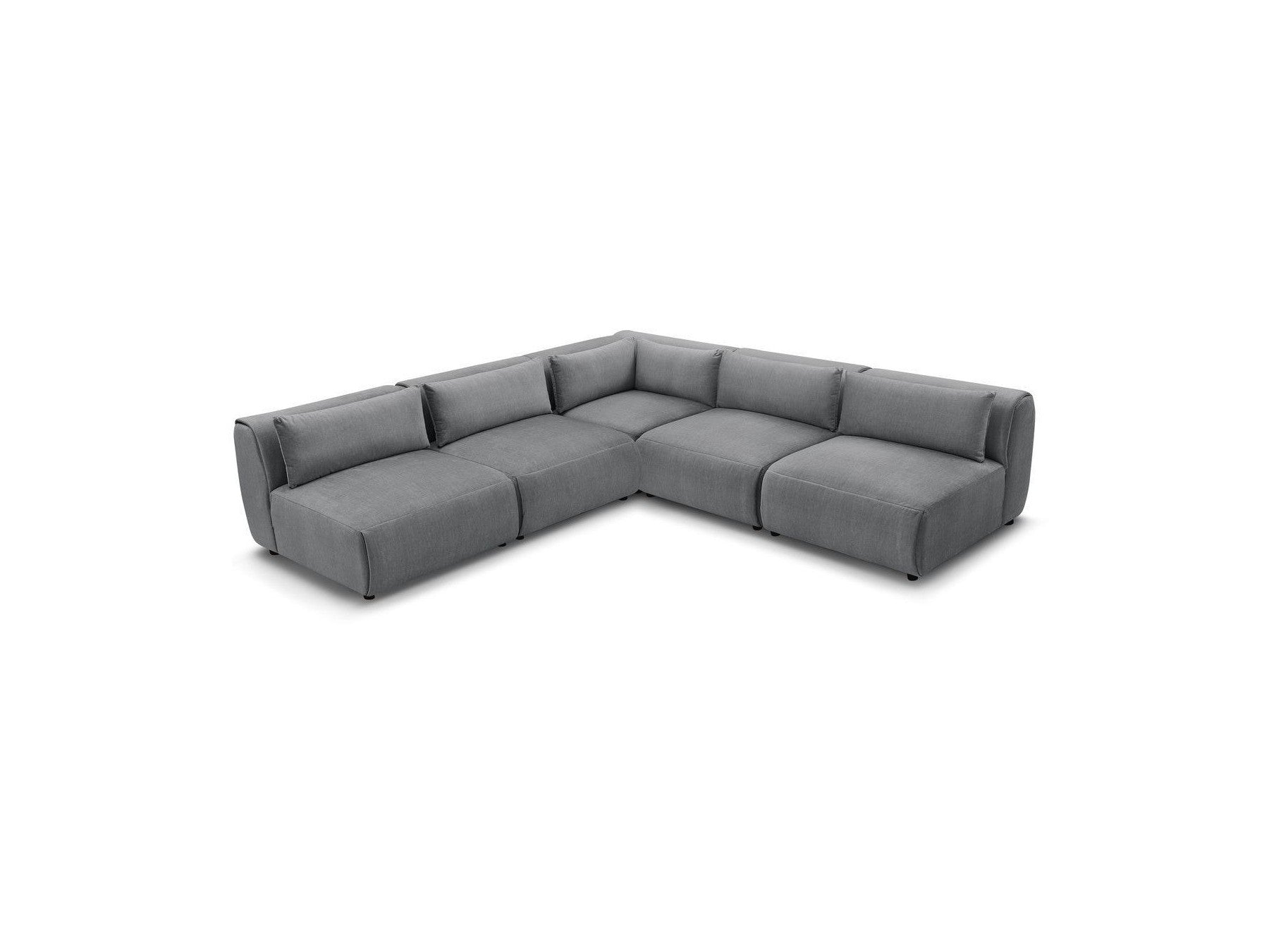 Jeanne - Canapé D'Angle Fixe Modulable - Tissu Velours Avec 4 Chauffeuses Et 1 Angle