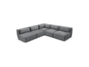 Jeanne - Sofá esquinero modular fijo - Tela de terciopelo con 4 sillones y 1 esquinero