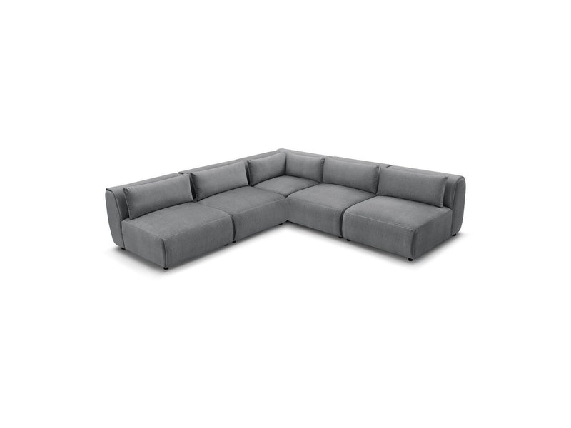 Jeanne - Sofá esquinero modular fijo - Tela de terciopelo con 4 sillones y 1 esquinero