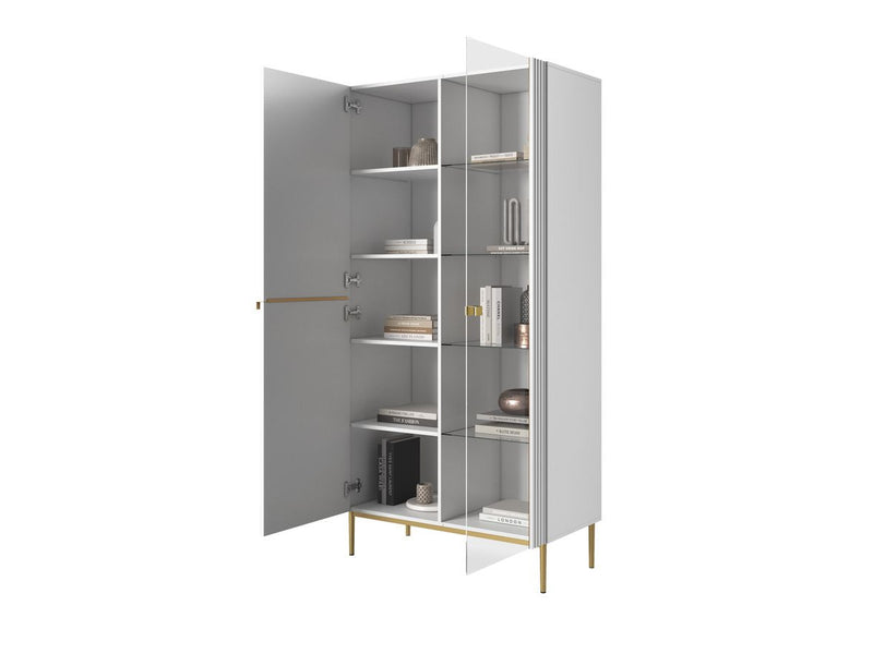 Kasha - Meuble Vitrine 2 Portes - Pieds Or