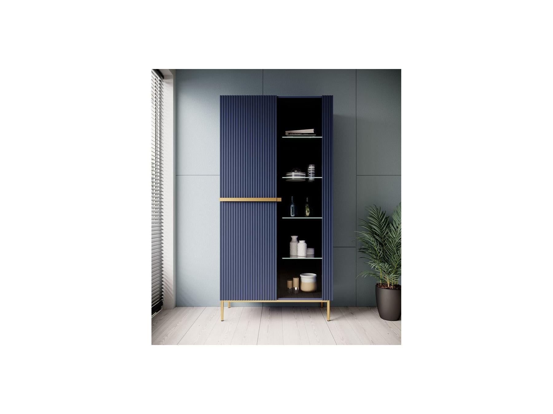 Mueble vitrina 2 puertas - Kasha - Patas doradas