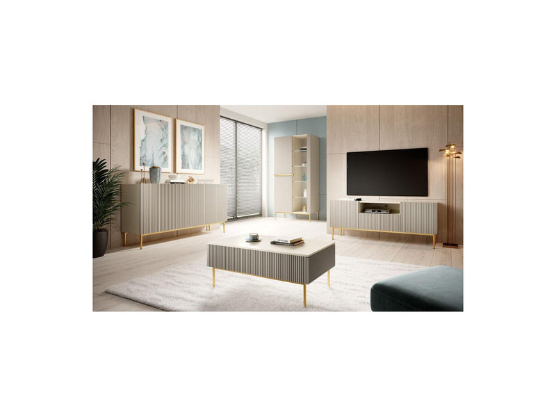 Kasha - Meuble Vitrine 2 Portes - Pieds Or